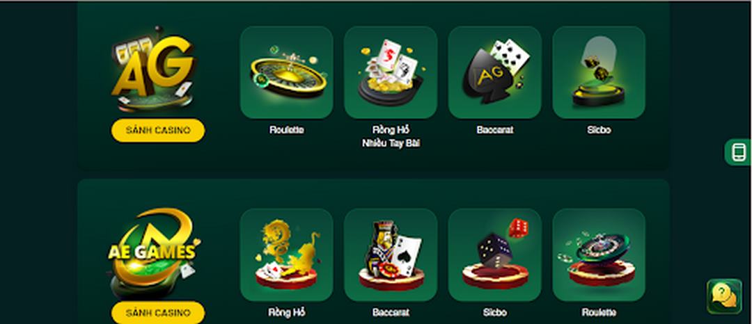 Sảnh Live Casino chứa đựng nhiều tựa game hấp dẫn